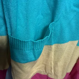 Rainbow Striped Cardigan Sweater Bold Stripes L Multiple Size L thumbnail 6