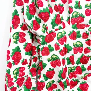 NWT Madeleine Simon Womens Strawberry Print Ruched Cottagecore Mini Dress XS thumbnail 5