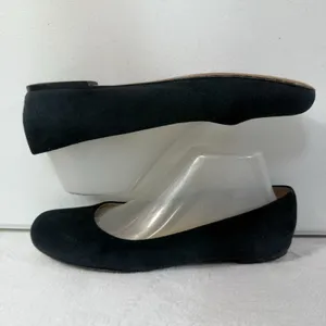 Garnet Hill Women's 8.5 Pippa Modern Ballet Flats Black Suede Leather Made Italy thumbnail 2