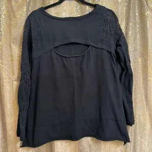 Free People Black Lace Outer Sunset Open Back Tunic Long Sleeve Top M thumbnail 2