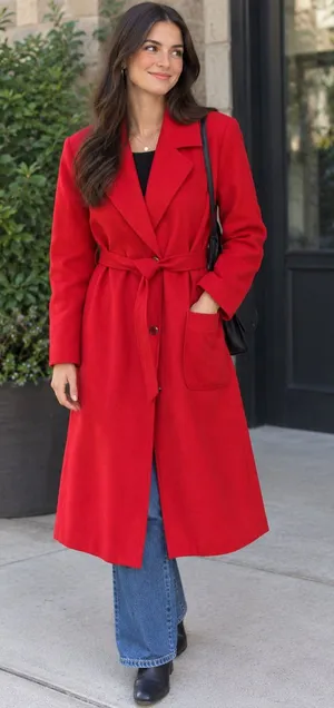 RARE 50’S HELGA RED ULTRA-SUEDE Vintage COAT with BELT 60s Da-rue of California thumbnail 1