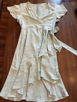 Altar’d State Dress Small Wrap Dress Short Sleeve Mini Mint Green Tie thumbnail 1