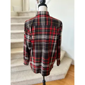 Vintage Ralph Lauren Brown Yellow Red Plaid Worsted Wool Button Down thumbnail 2