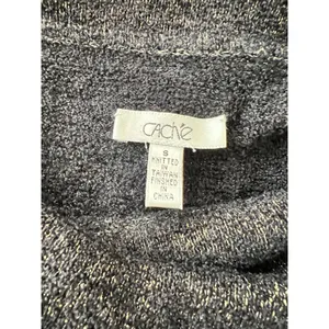 Cache Off-Shoulder‎ Cowl Neck Knit Metallic Sweater Small Black Gold Stretchy thumbnail 3