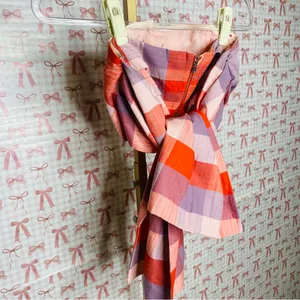 Anthropologie English Factory Pink & Purple Plaid Strapless Tie Back Bow Top S thumbnail 4