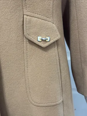Vintage 1970s 100% Cashmere Metallic Dome Buttons Tailored A-Line Coat thumbnail 3