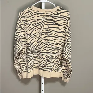 Easel S Zebra Print Sweatshirt Cream Black Animal‎ Print Cozy Trendy Lounge thumbnail 7