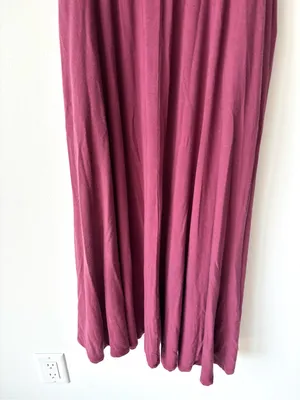 Quince Tencel Jersey Fit & Flare Dress Wine Burgundy Sleeveless Midi Scoop Neck thumbnail 3