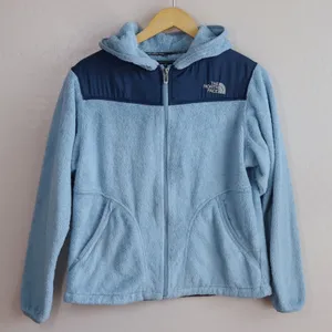 The North Face Osito Fleece‎ Hoodie Womens Medium Blue Full Zip Jacket Coat thumbnail 1