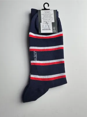 J. Crew Navy Socks with Red & White Stripes Crew Style Preppy Socks New With Tag thumbnail 3