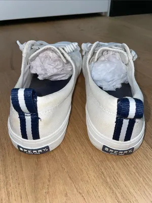 Sperry Crest Vibe White Canvas Low-Top Sneakers with Navy Accents Size 9.5 thumbnail 4