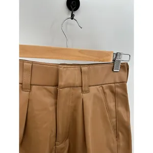 Abercrombie‎ & Fitch Vegan Leather Shorts Womens XS Camel Tan High Waist HE25 thumbnail 4