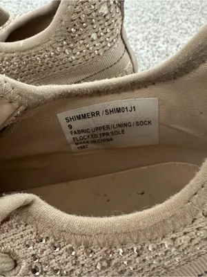 SHIMMERR Neutral Pink/Tan Knit Lace-Up Athletic Sneakers thumbnail 4