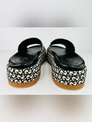 Gucci Women's Angelina Platform GG Supreme Jacquard Slide Sandals Size EU 37 thumbnail 6