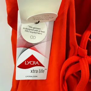 Calia Swimsuit SZ 6 Triangle Strappy Back One Piece NWT Fresh Red Tummy Control thumbnail 7