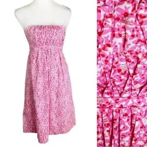 Vintage 90’s Lilly Pulitzer White Label Cotton Strapless Snorklin’ Dress Pink 2 thumbnail 2