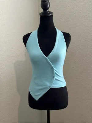 Princess Polly Avrilla Knit Blue Halter Top thumbnail 2