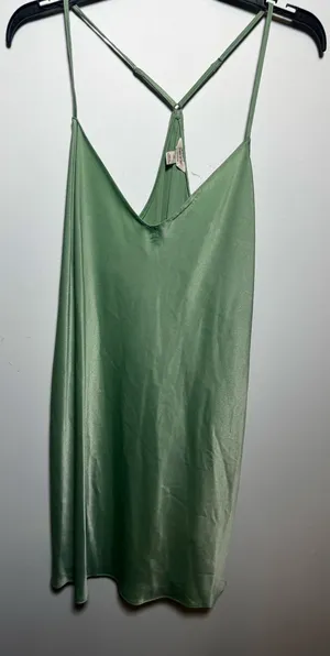 Brand New State of Day Women's Size XL Basil Green Slip Mini Dress thumbnail 1