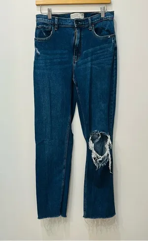 Abercrombie and Fitch 90's straight ultra high rise jeans Distressed sz 28 6 thumbnail 1
