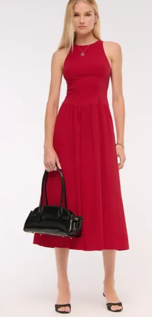 Abercrombie & Fitch High-Neck Drop-Waist Midi Dress sz M thumbnail 1