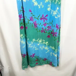VTG La Cera Medium Midi Dress Blue Green Floral Sleeveless Beach Vacation 1018‎ thumbnail 7