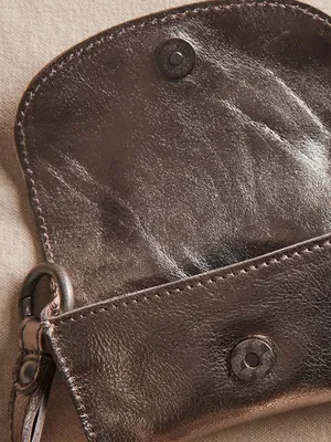 NWT Free People Leather Bag Lanyard in Metallic thumbnail 3
