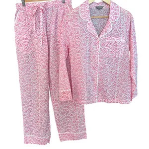 Lime Tree Design England Pink Cotton Pajama Set Small Travel Bag Pockets thumbnail 2