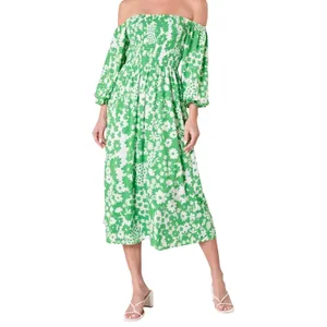 Sugar‎ + Lips Green Floral Smocked Midi Dress Small Cottagecore Boho Romantic thumbnail 12