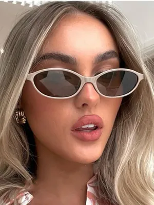 Amazon White Oval sleek trendy sunglasses thumbnail 1