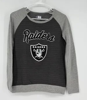 NFL Las‎ Vegas Raiders Womens Small Raglan Sweatshirt Gray Team Apparel S thumbnail 1