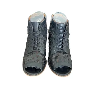 Kensie Clarke‎ Black Laser Cut Lace Up Block Heel Shooties Women 7.5 KS141130 thumbnail 2