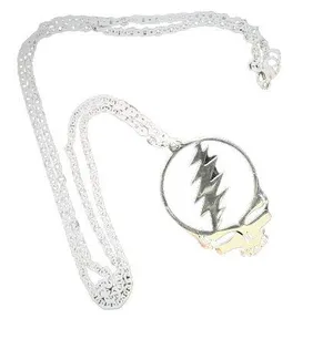 Grateful Dead Memorabilia Silver "Steal Your Face" Nostalgic Collectible Necklace NWOT thumbnail 2