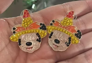 New Disney Earings Rhinestones Unique MINNIE MICKIE thumbnail 1