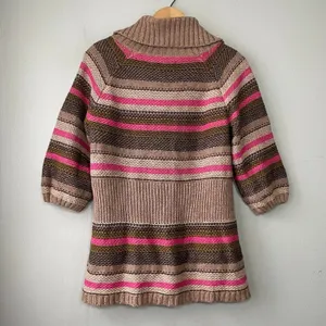 Old Navy Y2K Sweater Size Medium Striped Short Sleeve Lambswool Button Cardigan thumbnail 5