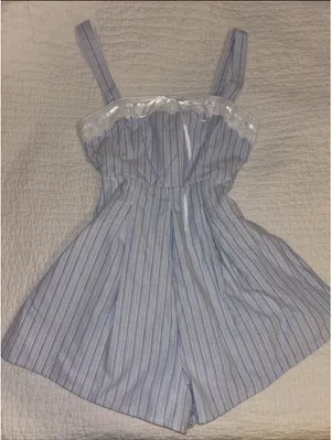 Striped Boutique Romper Blue White thumbnail 1