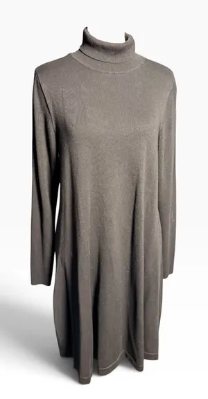 Apt. 9 Womens Black Turtleneck A-Line Knit Sweater Dress XL Long Sleeve Midi thumbnail 1