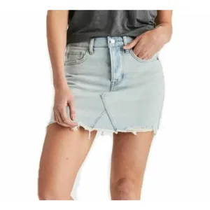 American Eagle Womens 4‎ Denim Mini Skirt Light Wash Distressed Hem Button Fly thumbnail 12