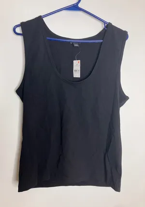 Ann Taylor Tank Top Womens L Black NEW Scoop Neck Sleeveless Cotton Blend thumbnail 1