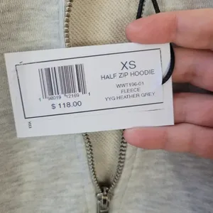 NWT WeWoreWhat Cropped Half Zip Fleece Cotton Hoodie Long Sleeve XS Heather Grey thumbnail 9