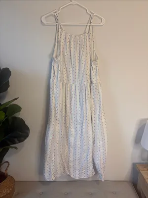 LOFT White Midi Sundress with stripes and Multicolor Dot embroidered Print thumbnail 5