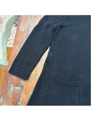Field Flower Anthropologie Black Chunky Knit Cowl Neck Tunic Sweater Pockets M thumbnail 3