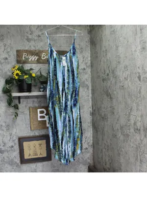 NWT J. Valdi Womens Striped Jumpsuit Swim Cover Up J15175 Blue Multi L thumbnail 2