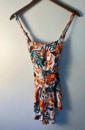 1XL Tropical Floral Peplum Tankini Swim Top Hibiscus Vacation Beach Cruise thumbnail 1