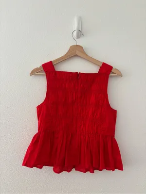 J Crew smocked peplum top in red new nwt thumbnail 4