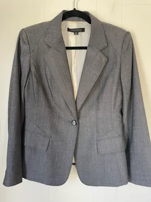 Anne Klein grey wool blend blazer suit jacket stretch lined Women’s size 8P thumbnail 11