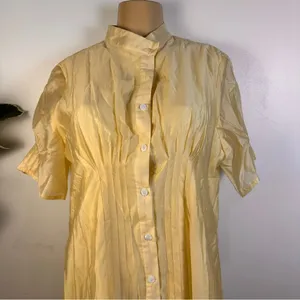 New Ontre Maxi Shirtdress Sz M Butter Yellow Dress Short Sleeves thumbnail 2