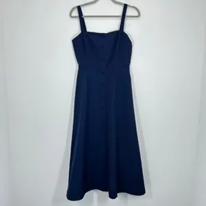 Julia Jordan Size‎ 4 Navy Blue Midi Dress Square Neck Sleeveless Feminine Fall thumbnail 10