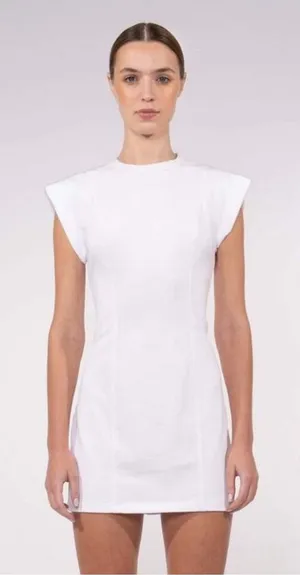 NONchalant Becca mini Dress White Siz eSmall Minimalist cotton cap sleeve thumbnail 1
