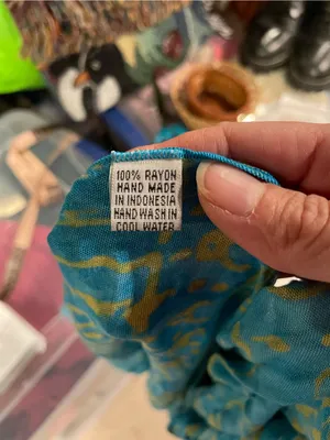 Source Unknown Cute Y2K aqua celestial batik 90s fringe oversized scarf wrap shawl festival thumbnail 5