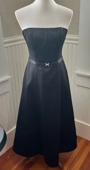 Black Strapless Corset Back Evening Gown Rhinestone Belt Tulle Skirt Small thumbnail 1